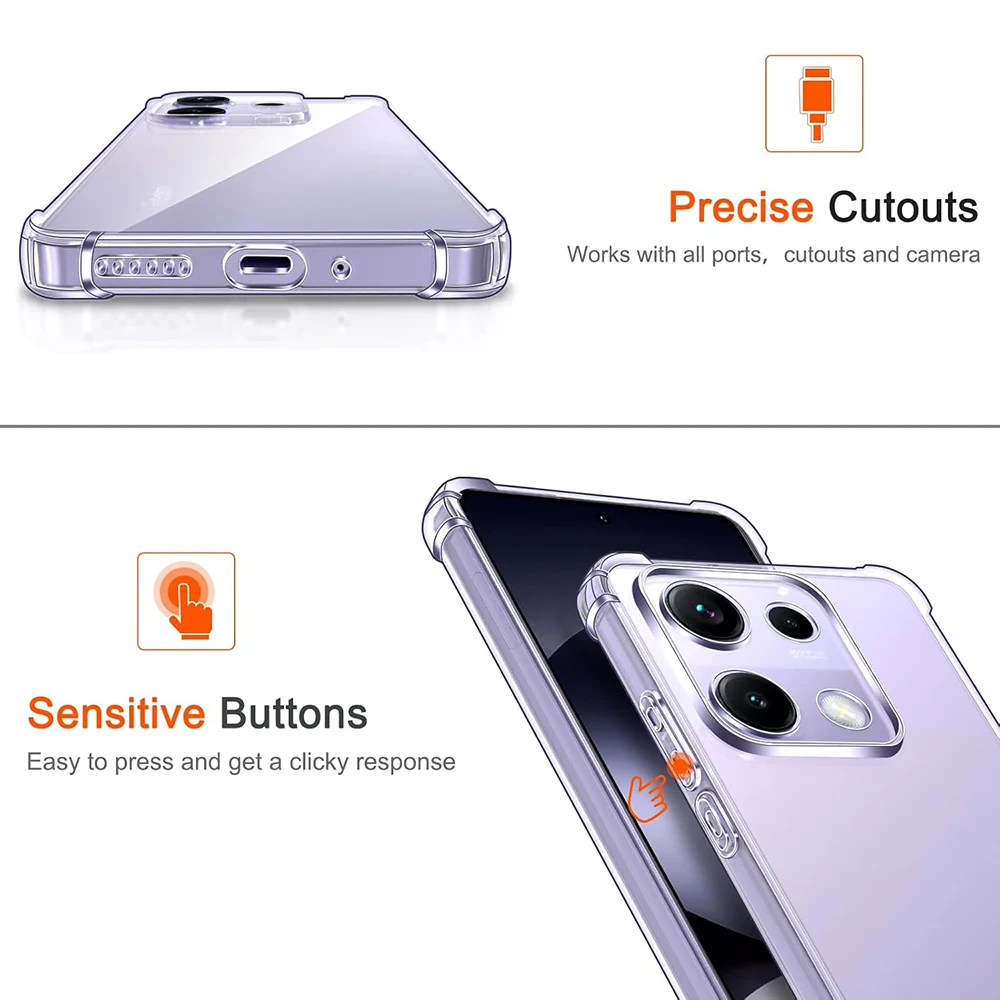 Силиконовый мягкий противоударный чехол для Xiaomi Redmi Note 14 14S 13 12 12S 12T 11 11S 11T 10 10S Pro Plus Max ультратонкий прозрачный чехол