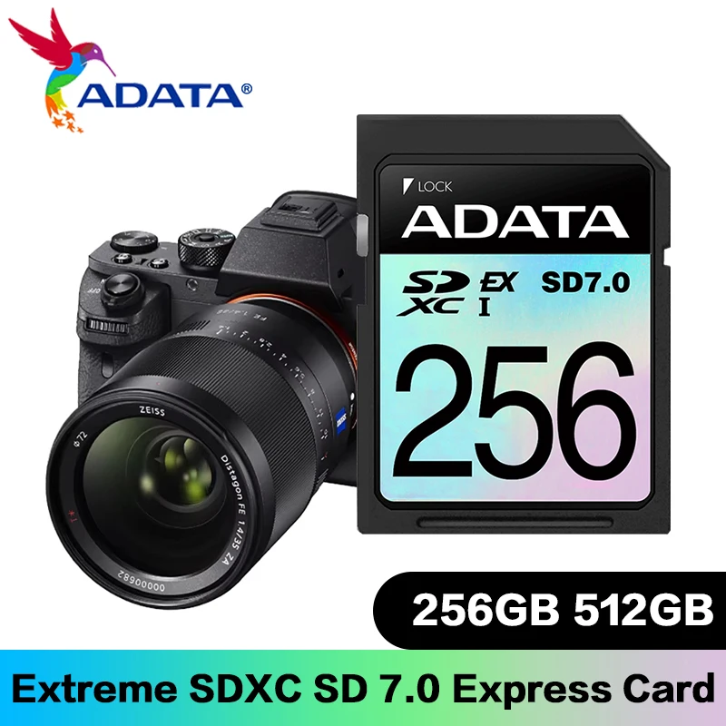ADATA SD7.0 Express Premier Extreme SDXC Memory Card 256GB 512GB PCIe Gen3 NVMe V30 up to 800MB/s Waterproof For 4K Camcorder PC