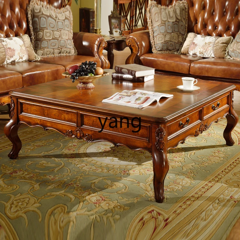 YJQ solid wood coffee table living room square large apartment 1 meter 2 household storage coffee tea table