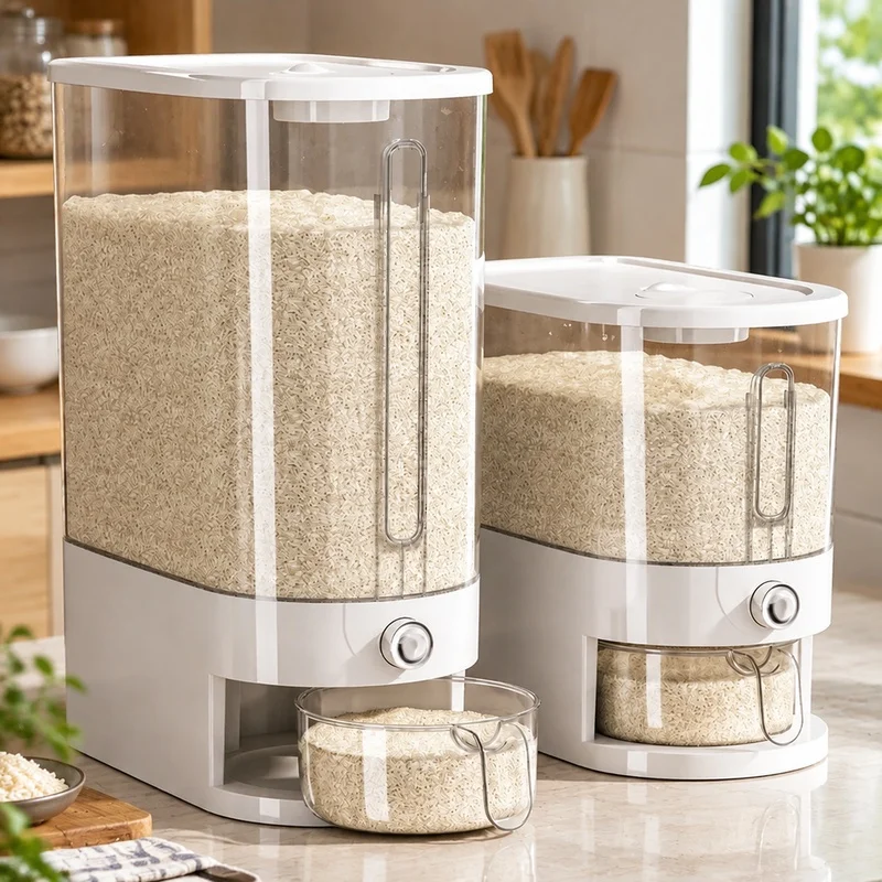 Airtight Kitchen Rice Storage Bin with Moisture Barrier and Pest-Resistant Dry Food Dispenser, 5/10KG Capacity