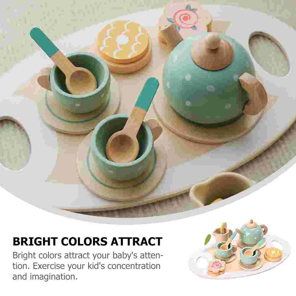 Tea Set Toys Realistic Teaware Prop Miniature House Kids Little Girls Decoration Wooden Child Simulate Toddler for Toddlers