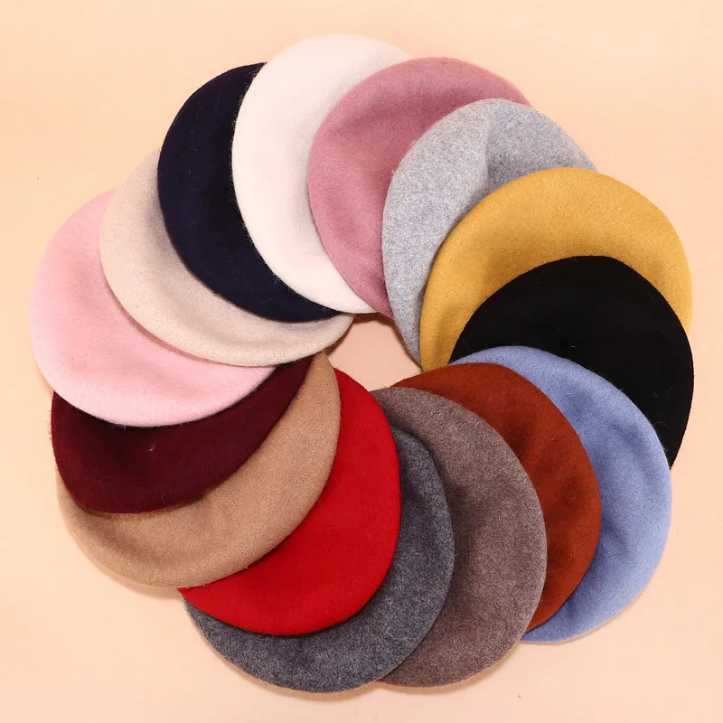 15 Farben, Damen-Baskenmütze aus reiner Wolle, verstellbarer Riemen, Vintage-Stil, französisches Design, einfarbig, warme Wintermütze. – Detail 3