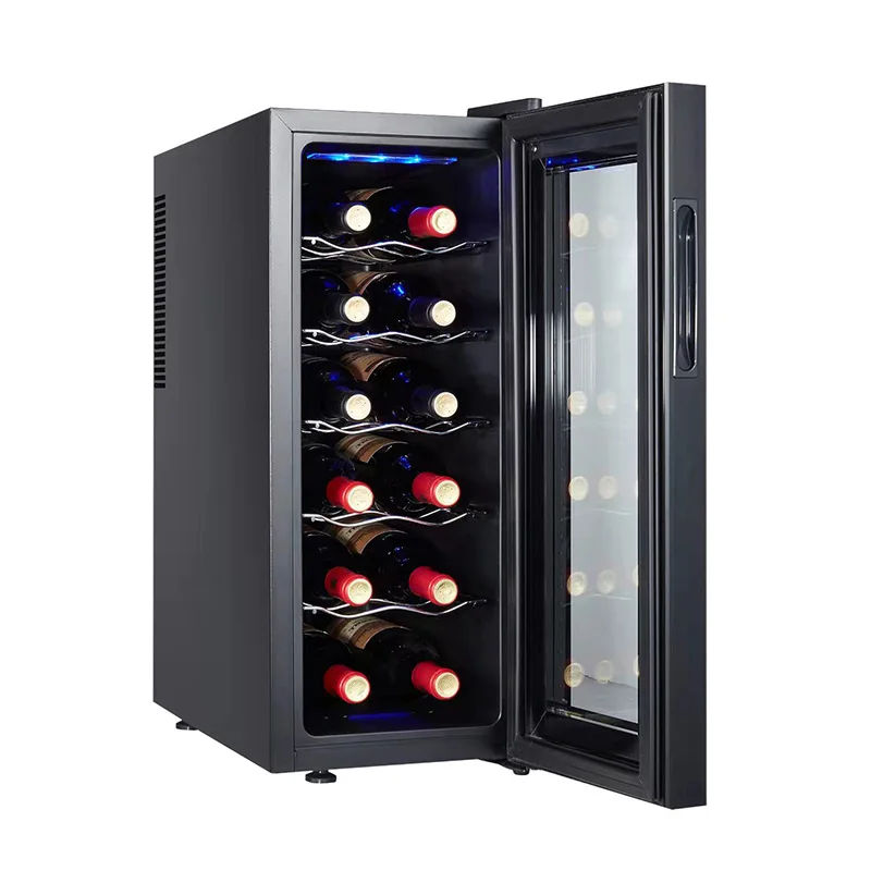 Compact Stainless Steel Electric Wine Cooler 6/8/12 Bottle Capacity Glass Door Beverage Chiller Modern Design Hotel House hold