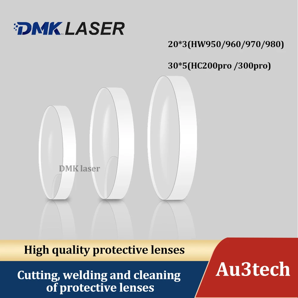 Lente Protectora Láser Au3tech, Cabezal de Soldadura/Limpieza Láser Portátil, Ventanas Protectoras de Alta Calidad 20*3 para HW980 970 HC500