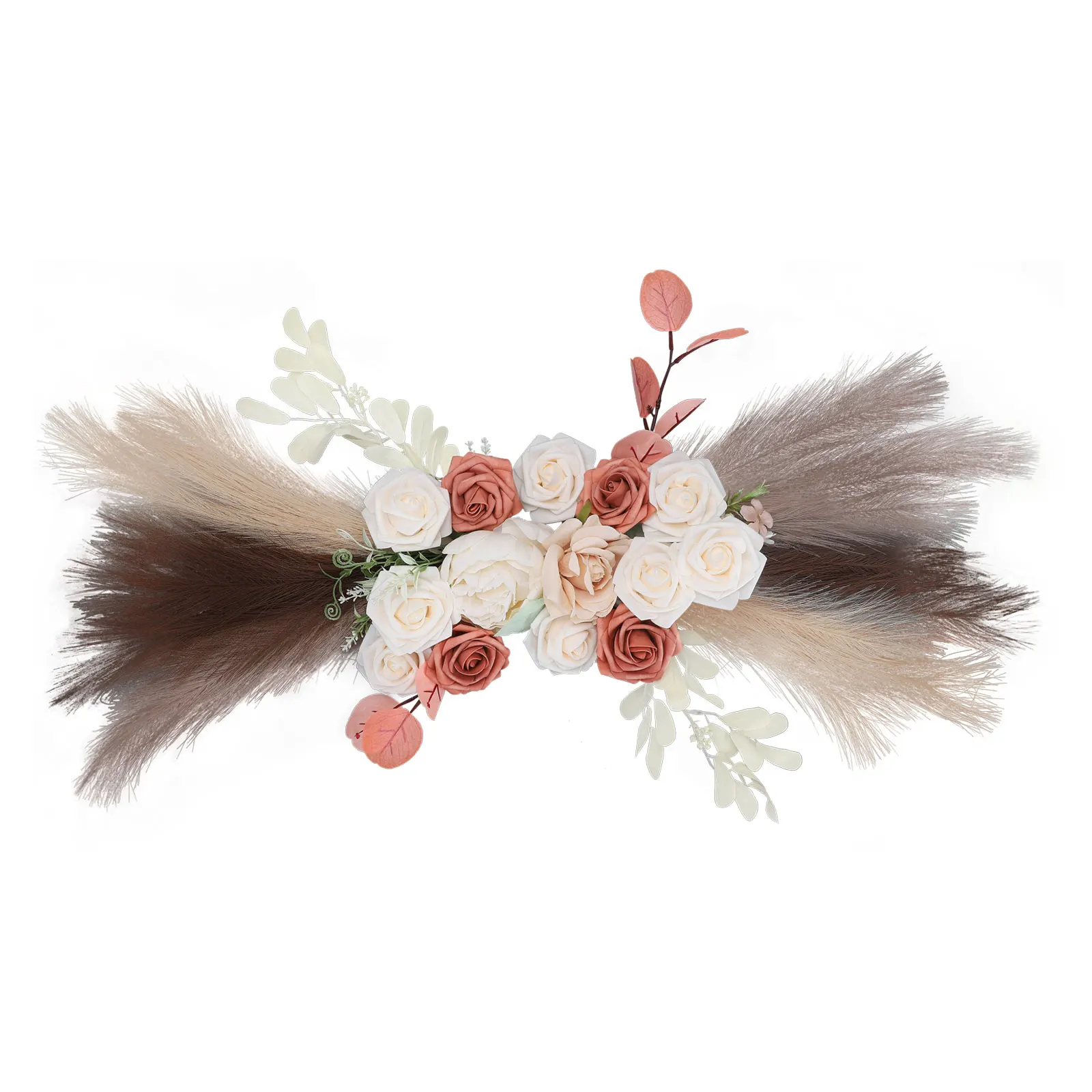 Artificial Flower Wreath Bohemia Romantic Fake Flower Swag Leaves Pampas Grass Door Lintel Wreath Decor Wedding Arch Ornament