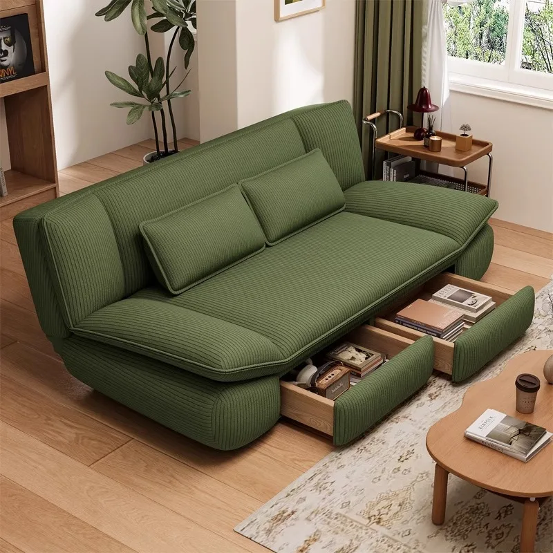 Luxury Sailing Drawer Storage Fabric Sofa Bed Set Square Foldable Dual-purpose French Small Apartment for Two People to Sleep
