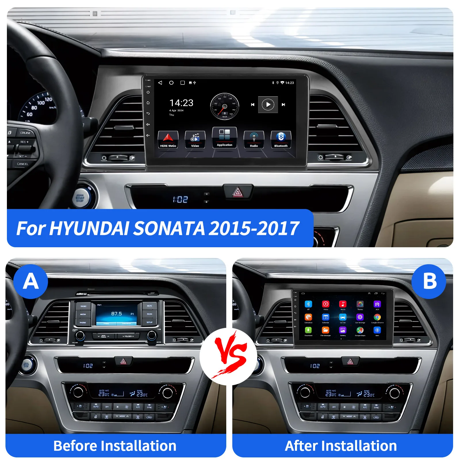 أندرويد 15 لاسلكي CarPlay راديو السيارة الوسائط المتعددة لشركة هيونداي سوناتا 7 LF 9 2014 2015 - 2017 Autoradio ستيريو 2Din Player #4