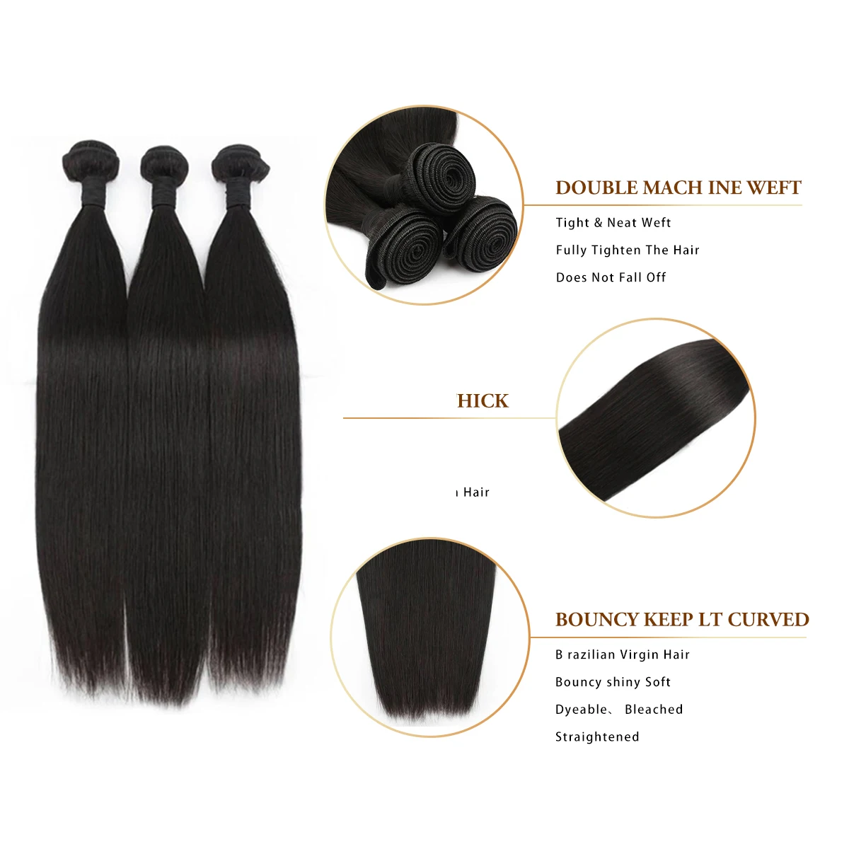 16a feixes de cabelo humano em linha reta 40 Polegada virgem cru não processado 100% extensões de cabelo humano 3 4 pacotes trama dupla trança cabelo