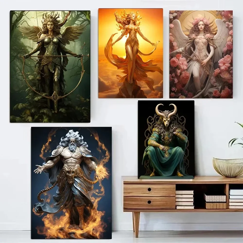 لوحات أثينا الداخلية لديكور المنزل ، فن الحائط ، ملصق قماش ، الماشية ، شيطان الملك ، غرفة الرياضة الإلكترونية ، الأساطير اليونانية #1