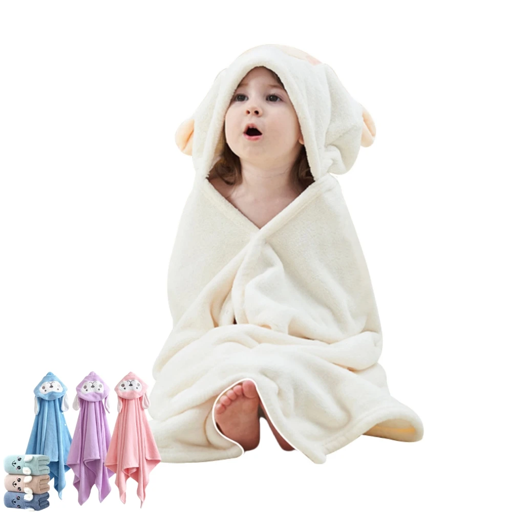 Baby Bath Cape Towel Hooded For Boys & Girls Soft Skin-friendly Coral Fleece Large Baby Wrap Blanket Kids Bathrobe Shower Towel