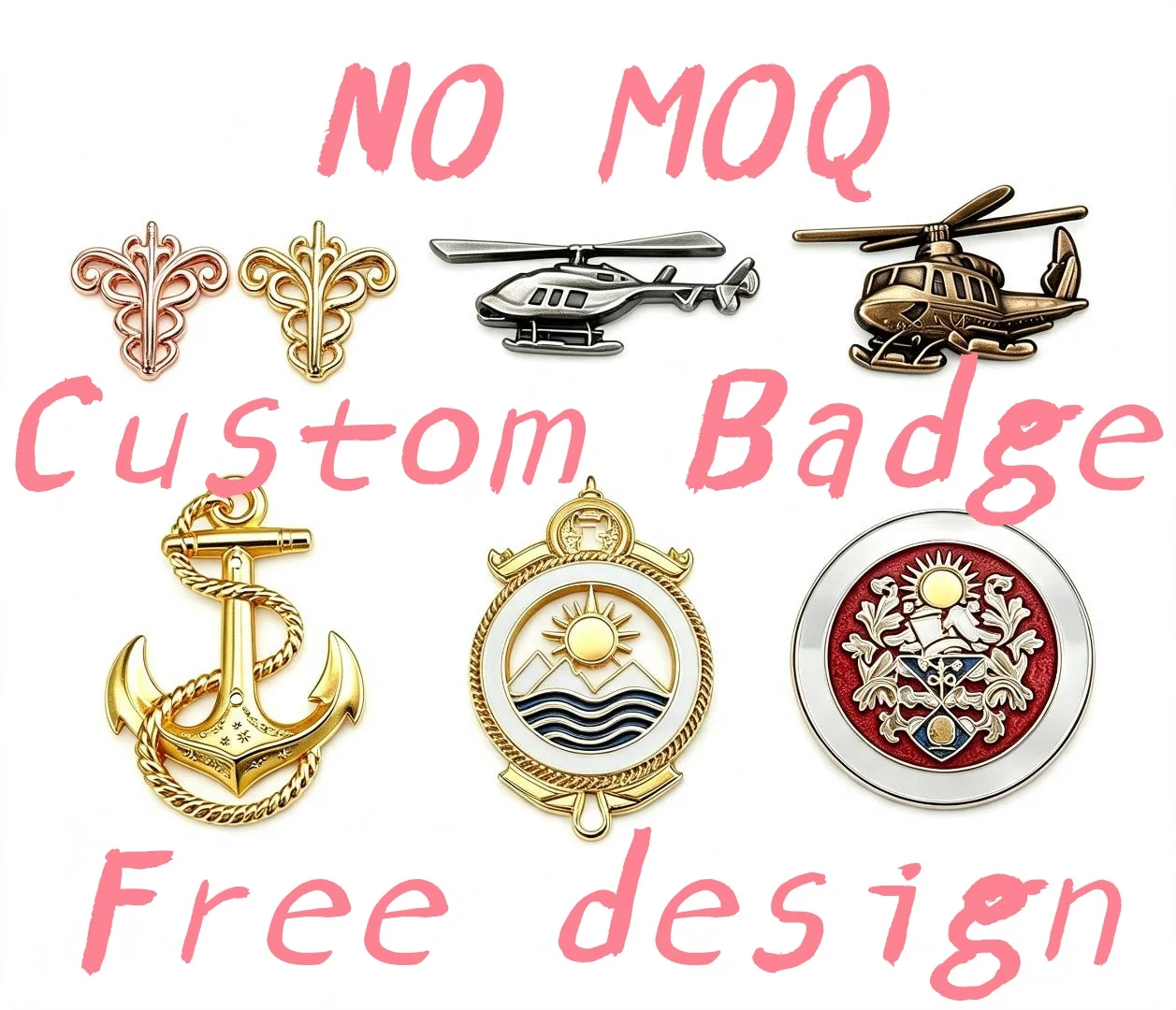 Trending Popular Vintage Plated Metal Enamel Pins Anchor Helicopter Pattern Brooch Customized Business Collectible Gift