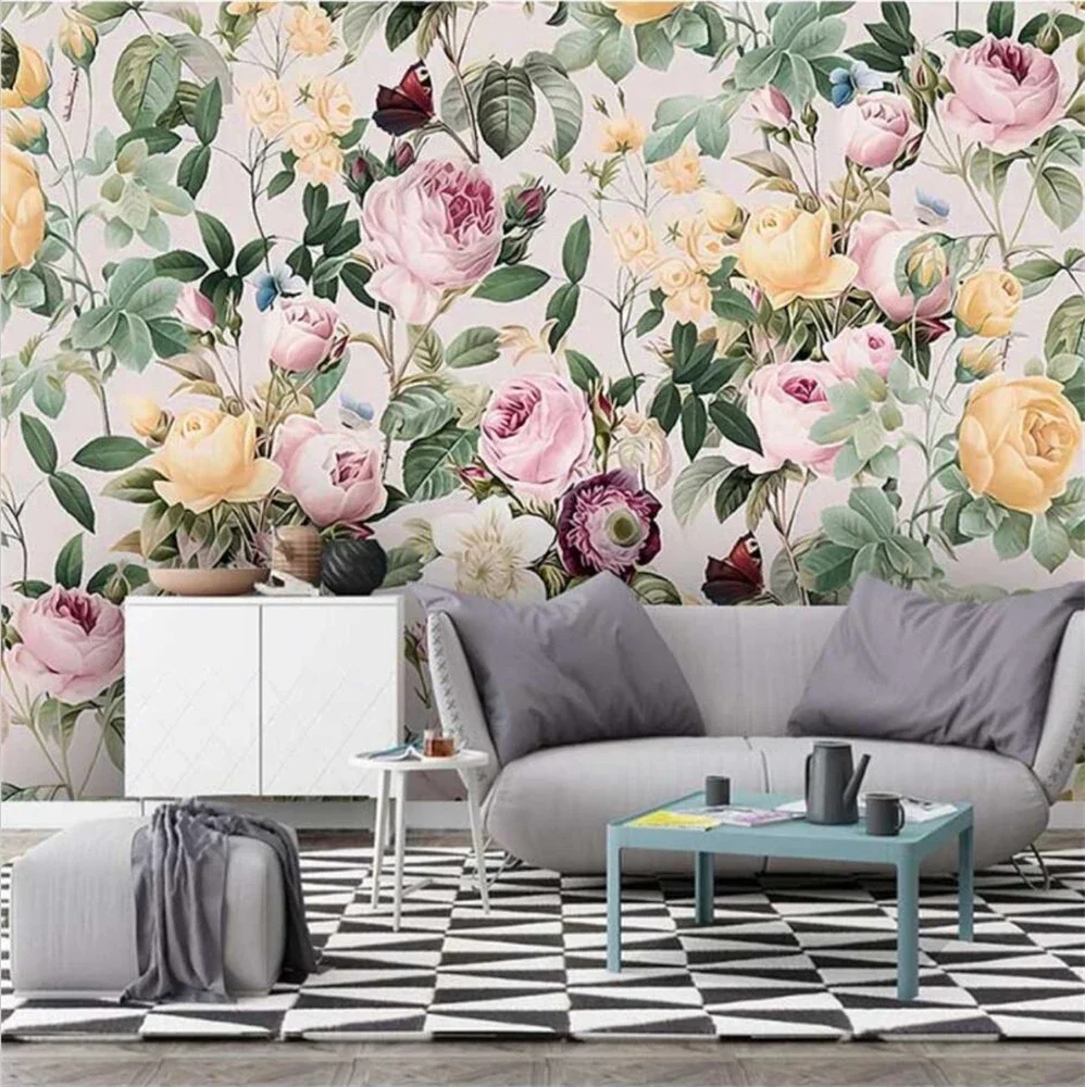 Custom American Rose Peony Wallpaper Luxury Flower Design for Bedroom Living Room TV Background Light-Paper Mural Art Decoration