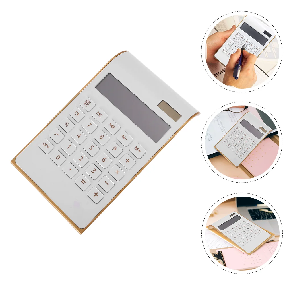 

Desk Calculator Office Supplies Speakers Gold Portable Solar Plastic Computing Tool Travel