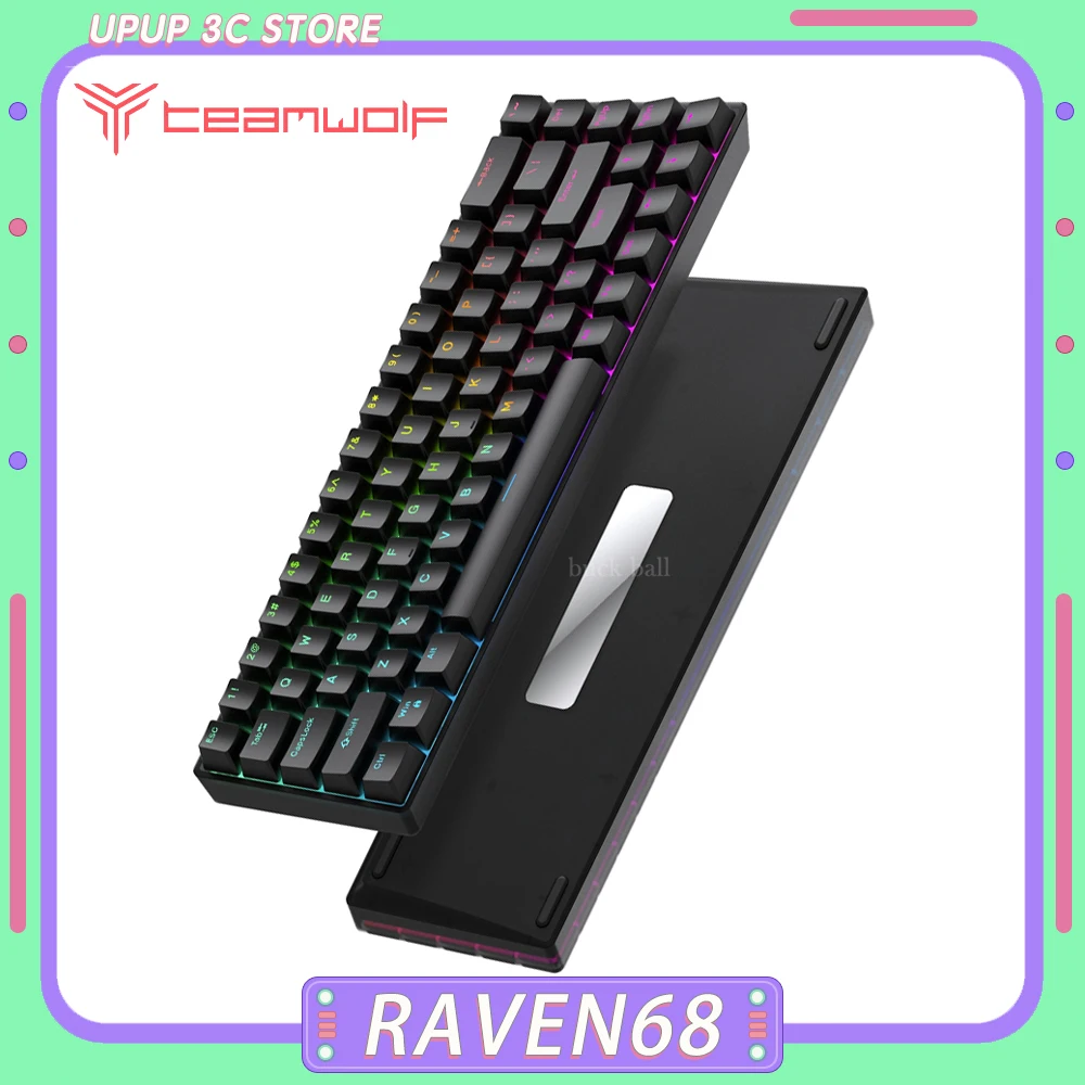 teclado mecanico de eixo magnetico com fio 8k fast trigger rgb backlight e sports gaming pc teamwolf raven68 01