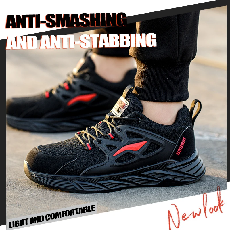 Men's Lightweight Breathable Anti-Puncture Anti-Skid Work Shoes Industrial Construction Sneakers for Comfortable Footwear