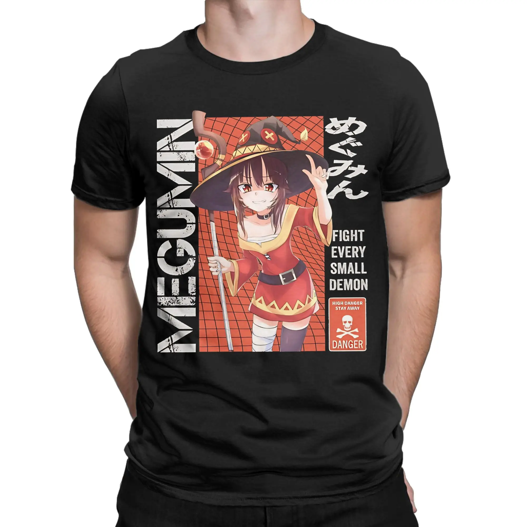 Megumin  KonoSuba T Shirt for Men Cotton Novelty T-Shirts Round Collar  Tees Short Sleeve Tops Printed