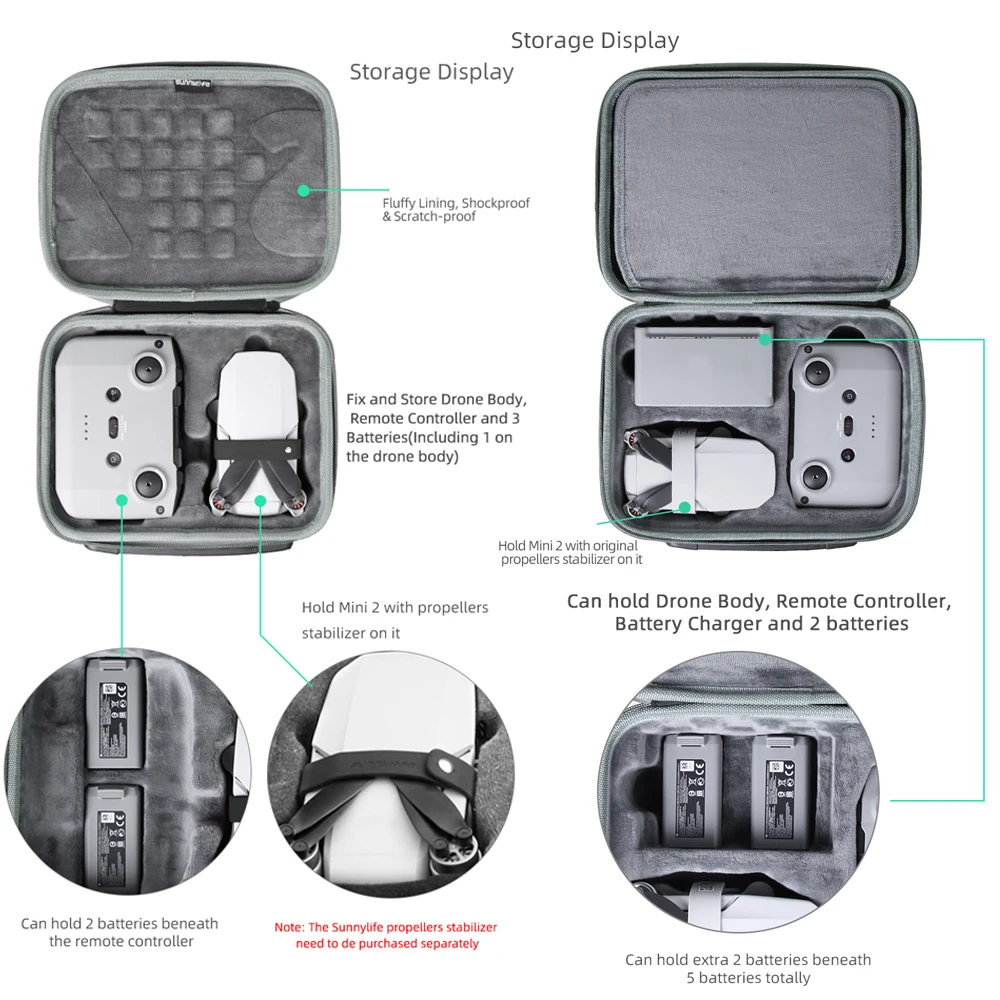Sunnylife Portable Storage Bag For DJI Mavic Mini 4K/2 SE/2/SE Shoulder Bag Handbag Controller Carrying Case Drone Accessories