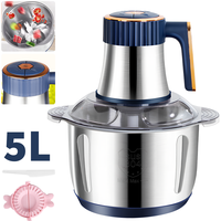 5L Electric Meat Grinder Food Processor Chopper 2 Speeds Stainless Steel Multifunctional Vegetable Slicer Chopper Food Crusher