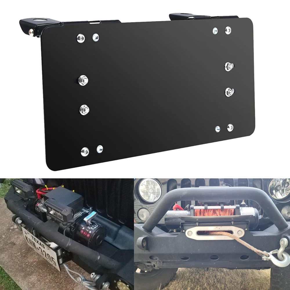 

Universal Front License Plate for Car 8 3/4 Inch Flip-Up License Plate Frame with Winch Roller Fairlead