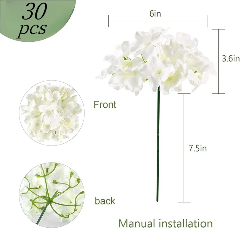 30 PCS Artificial Hydrangea Flowers Silk Hydrangea Flowers for Wedding Centerpieces Home Garden Baby Shower Party Decoration