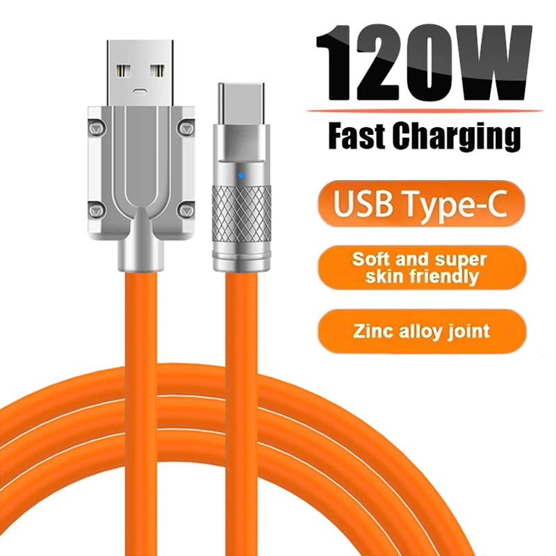 

120 Вт, 6 А, сверхбыстрая зарядка, USB C, жидкий силиконовый кабель для iPhone 17 16 15 Huawei Samsung Xiaomi, быстрое зарядное устройство, провод для передачи данных типа C