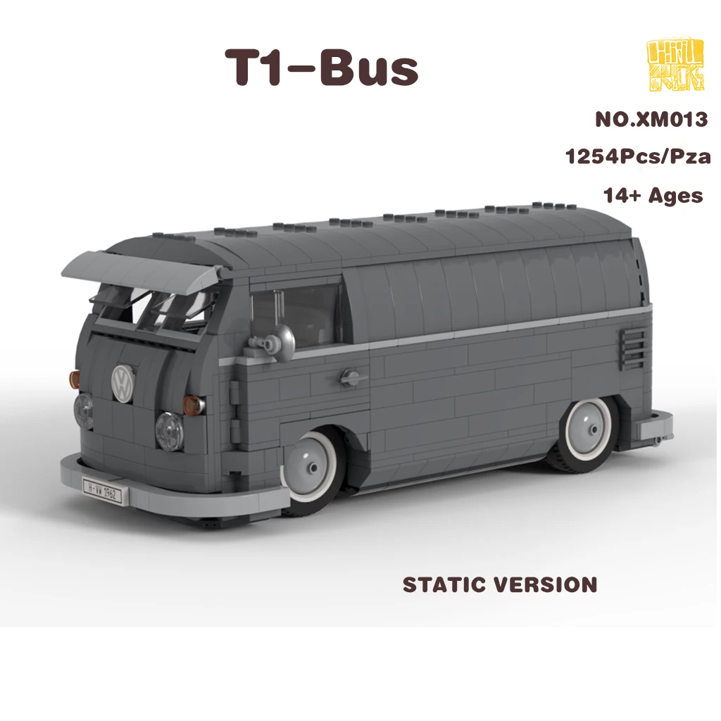 MOC-XM013 T1-Bus Car  Model With PDF Drawings Building Blocks Bricks Kids Educational DIY Toys Birthday Christmas Gifts