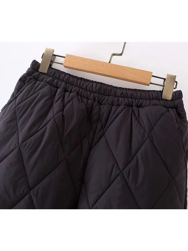 Thickened Cotton Pants Diamond Grid Men's plus Size Elastic Waist Warm Cotton Trousers Dad Straight Tube Mid-Aged And Elderly...