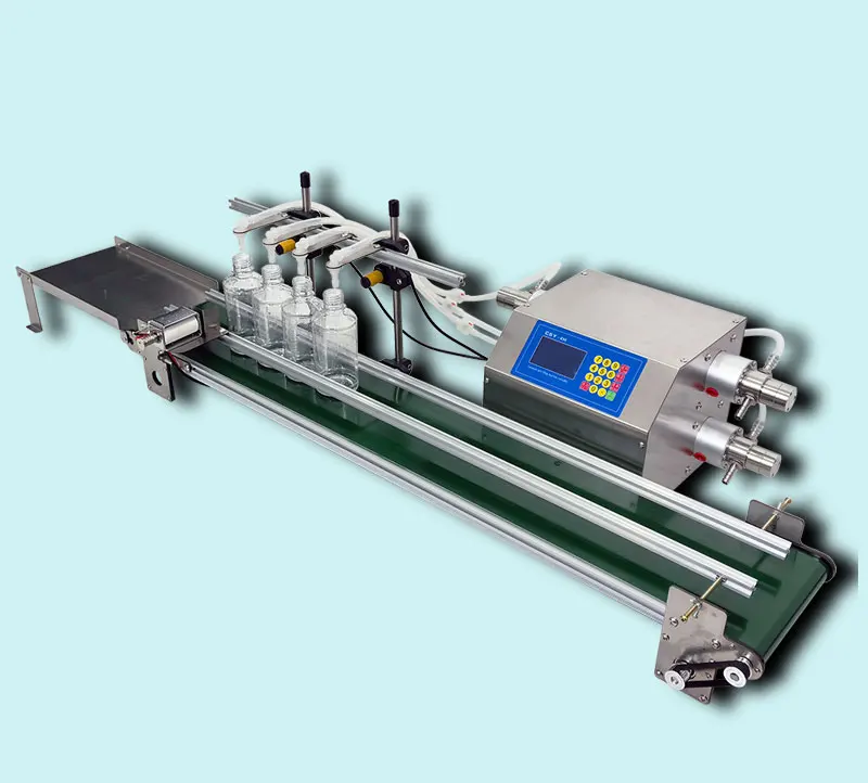 Pipeline conveyor belt filling machine Liquid multi-head beverage Milk filling Automatic sub-packaging