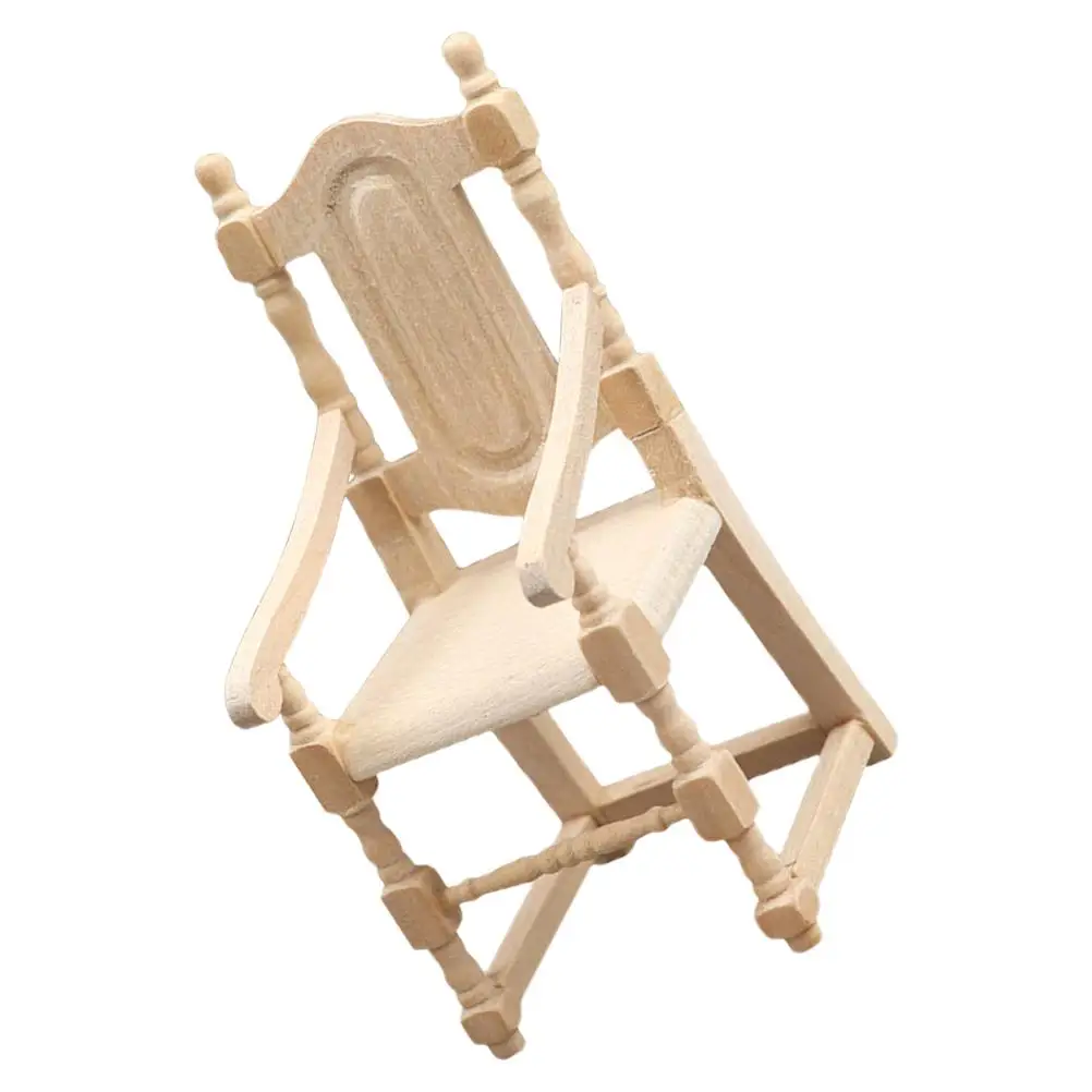 

Miniature Wooden Armchair Model Tiny Furniture Simulation Small House Chair Realistic Craftsmanship Decor