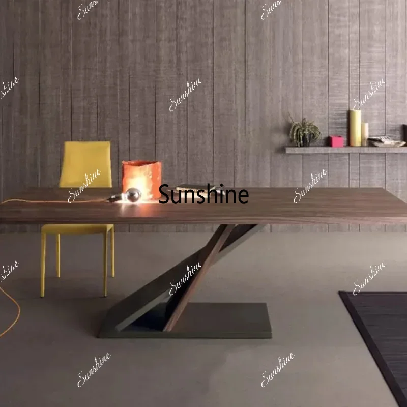 YSimple modern solid wood long table home design workbench light luxury