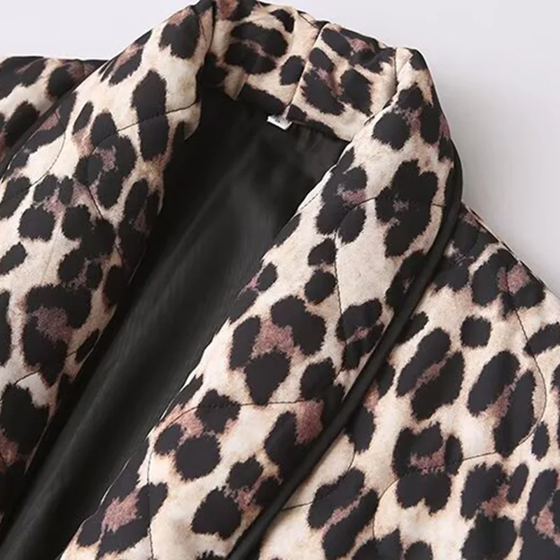 

Spring 2025 Women's Faionable Leopard Print Embroidered Cotton Open Cardigan Sle Coat Polyester Fiber Regular Length