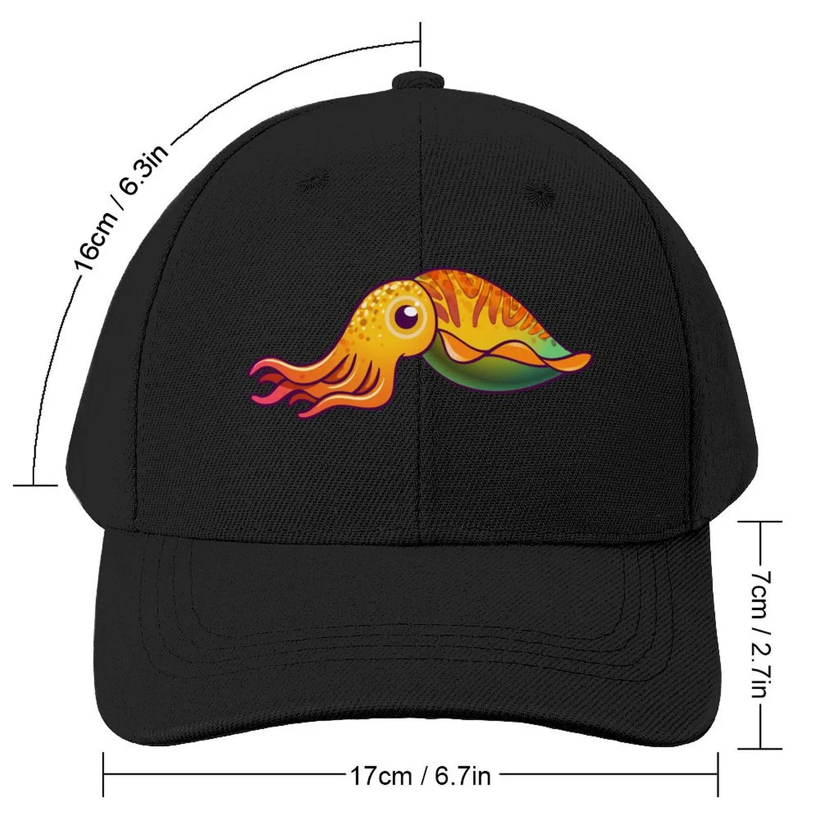 Cute Cuttlefish Fantasy cartoon character design Baseball Cap black tea Hat Horse Hat Wild Ball Hat Baseball For Men Women's