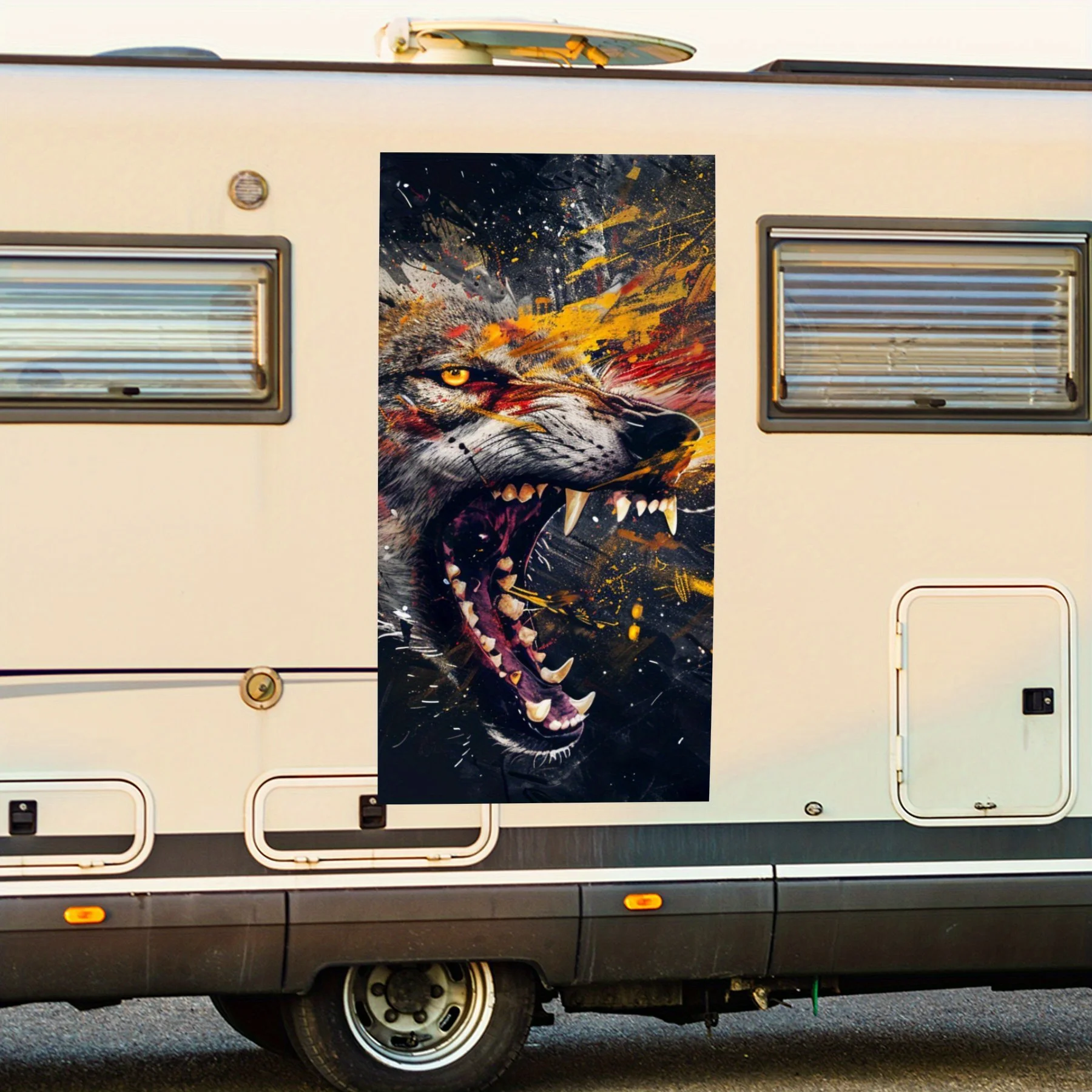 

Fierce Wolf Graphic Decal,Vinyl Decal for motorhome car door, Waterproof Self-Adhesive Vinyl Stickers for Vehicle Tail and Bumpe