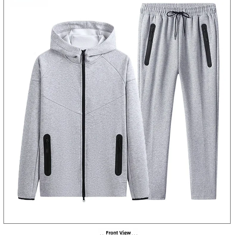 

Новый мужской повседневный спортивный костюм 2025 года из хлопка 330 г, комплект из двух предметов, осенняя коллекция, верхняя одежда с длинными рукавами, без бренда