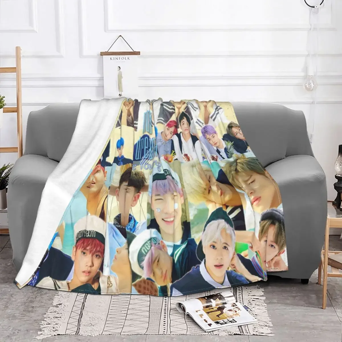 NCT DREAM-Manta a cuadros para bebé, funda de sofá de forro polar, Collage de verano, mantas ultrasuaves para cama, edredón fino de felpa para coche