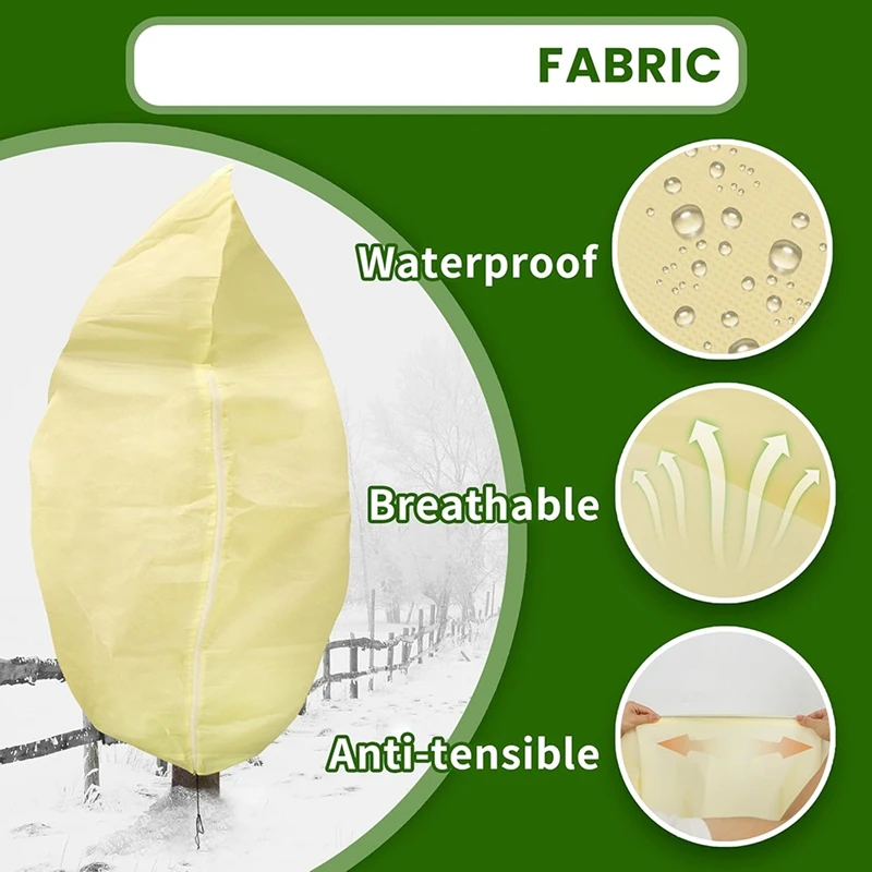 2PCS Plant Covers Freeze Protection Heavy-Duty Tree Covers With Zipper Drawstring For Fig Palm Lemon Trees 0.8*1.2M