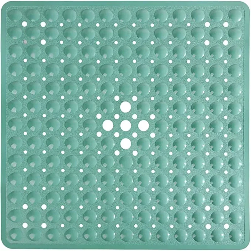 Square Bath Shower Tub Mat for Bathroom Non Slip Bathtub Mats with Suction Cups Drain Holes Machine Washable 53x53cm/ 21x21 Inch