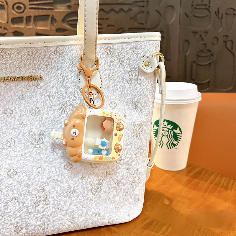 

Fun Cute Small Animal Claw Machine Keychain Creative Student Toy Bag Pendant Fashion Keyring Sweet Couple Small Gift