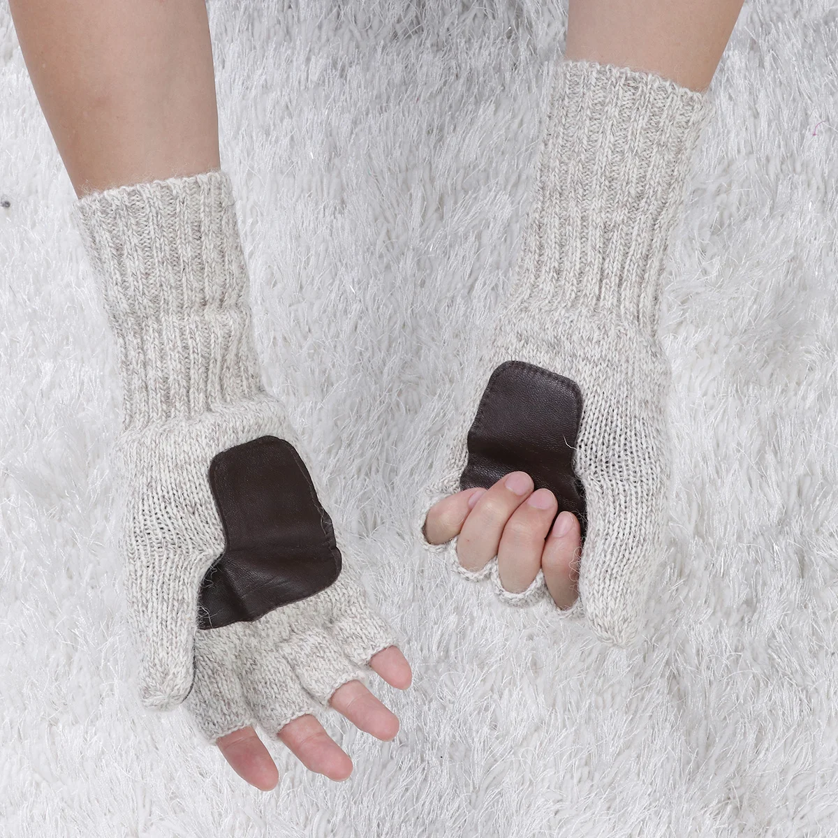 1Pair Winter Thick Knitting Plus Warm Half Finger Gloves Sports Non-Slip Wrist Support Fitness Weightlifting Strength Training