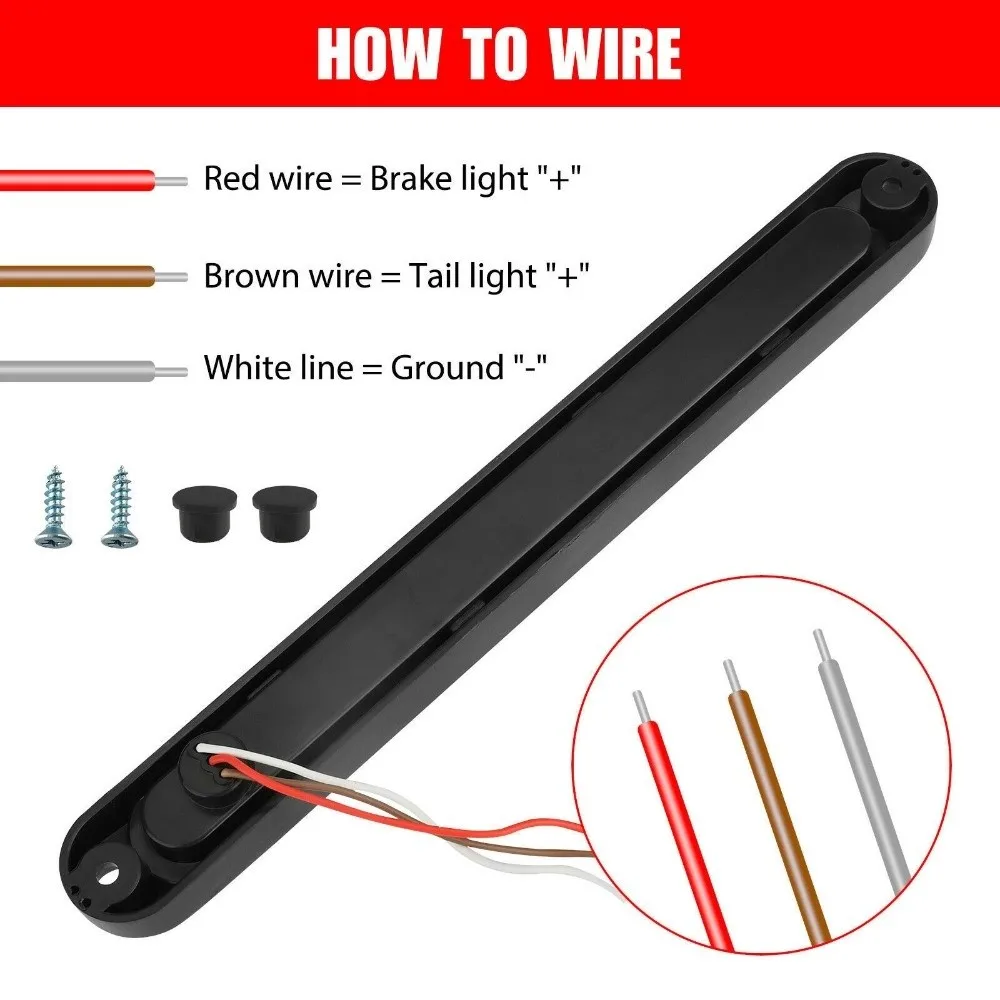 Waterproof 15 LEDs Trailer Tail Light 10-30V Red Sealed Design High Brake Lamp Red Lens Rear Truck Light RV Use
