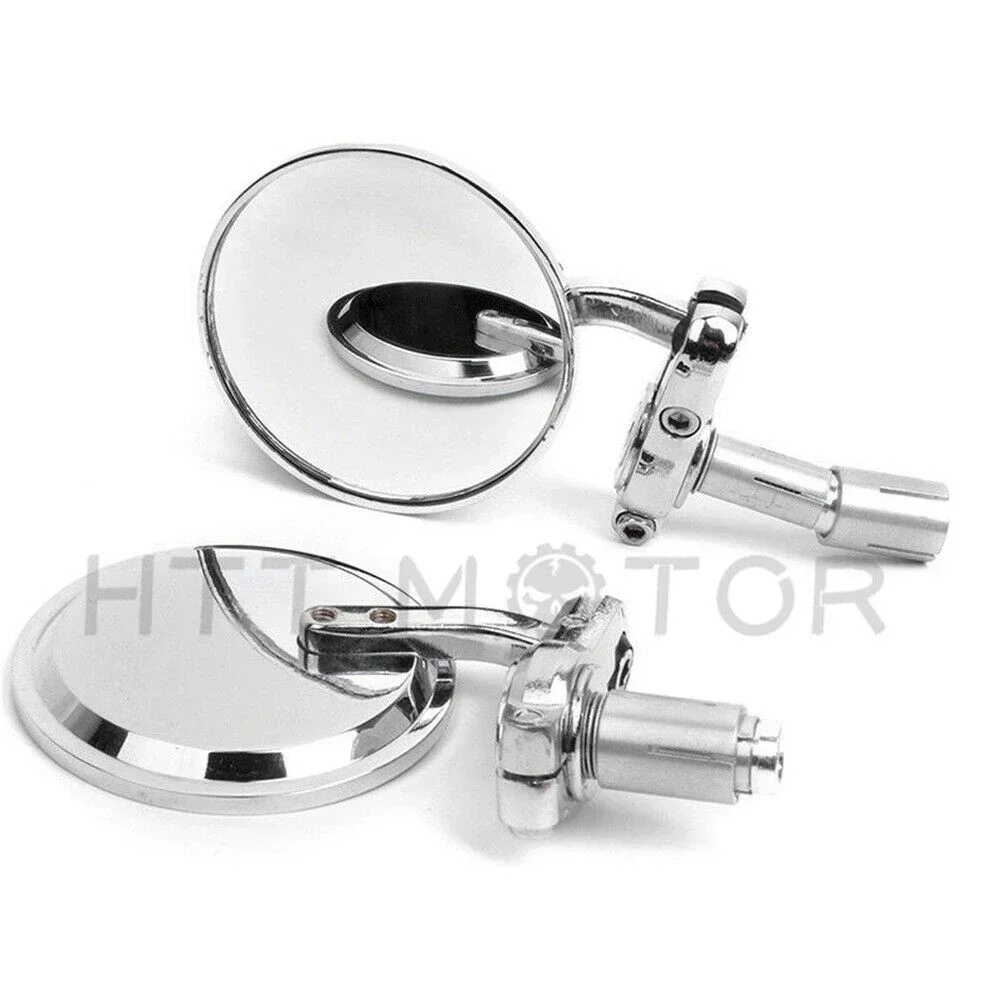 

Motorcycle Round 7/8" Handle Bar End Rear view Side Mirrors For Street Bikes Honda Suzuki