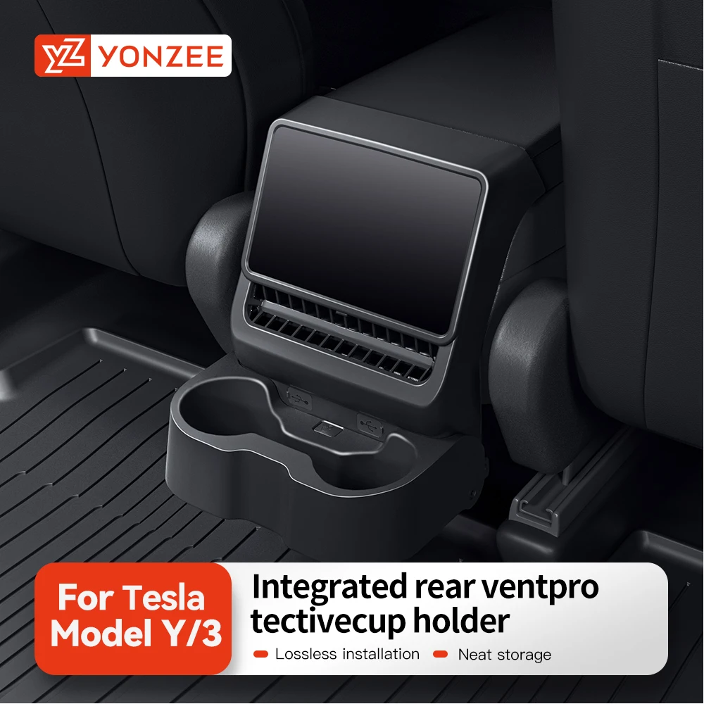 YZ For Tesla Model 3/Y Highland Juniper Rear Center Console Air Outlet Cover Organizer Storage Box Cup Holder Car Accessories