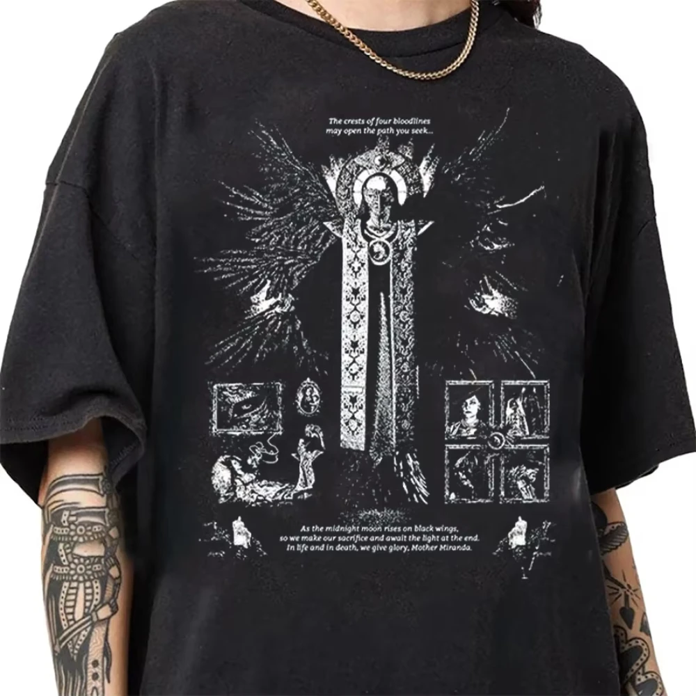 Miranda's mother's Resident Evil themed loose-fitting casual top  Couple street style pure cotton shirt  oversized t shirt