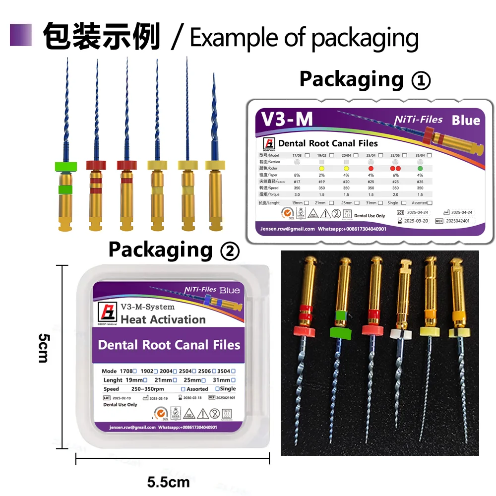 6pcs/Box Dental Endo Blue Root Canal Rotary File Thermal Activation NiTi Files Engine Use #15-#40 31mm/25mm Taper 04/06