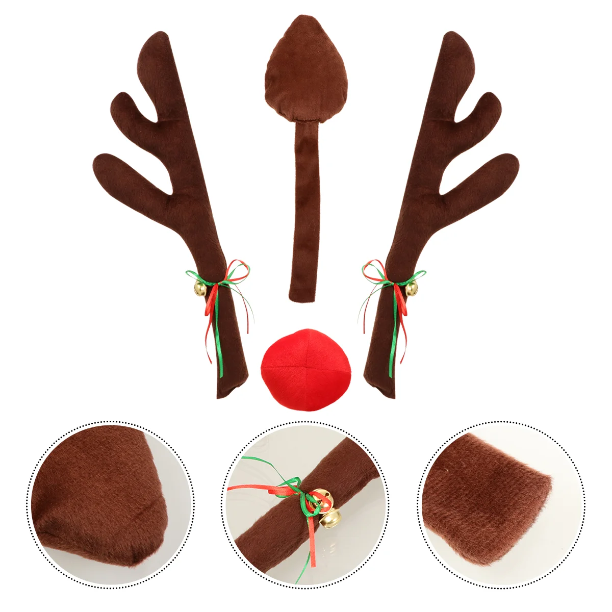 4 Pcs Christmas Decoration Furniture Antlers Decors Supplies Car Props Decorations Tail Flannel