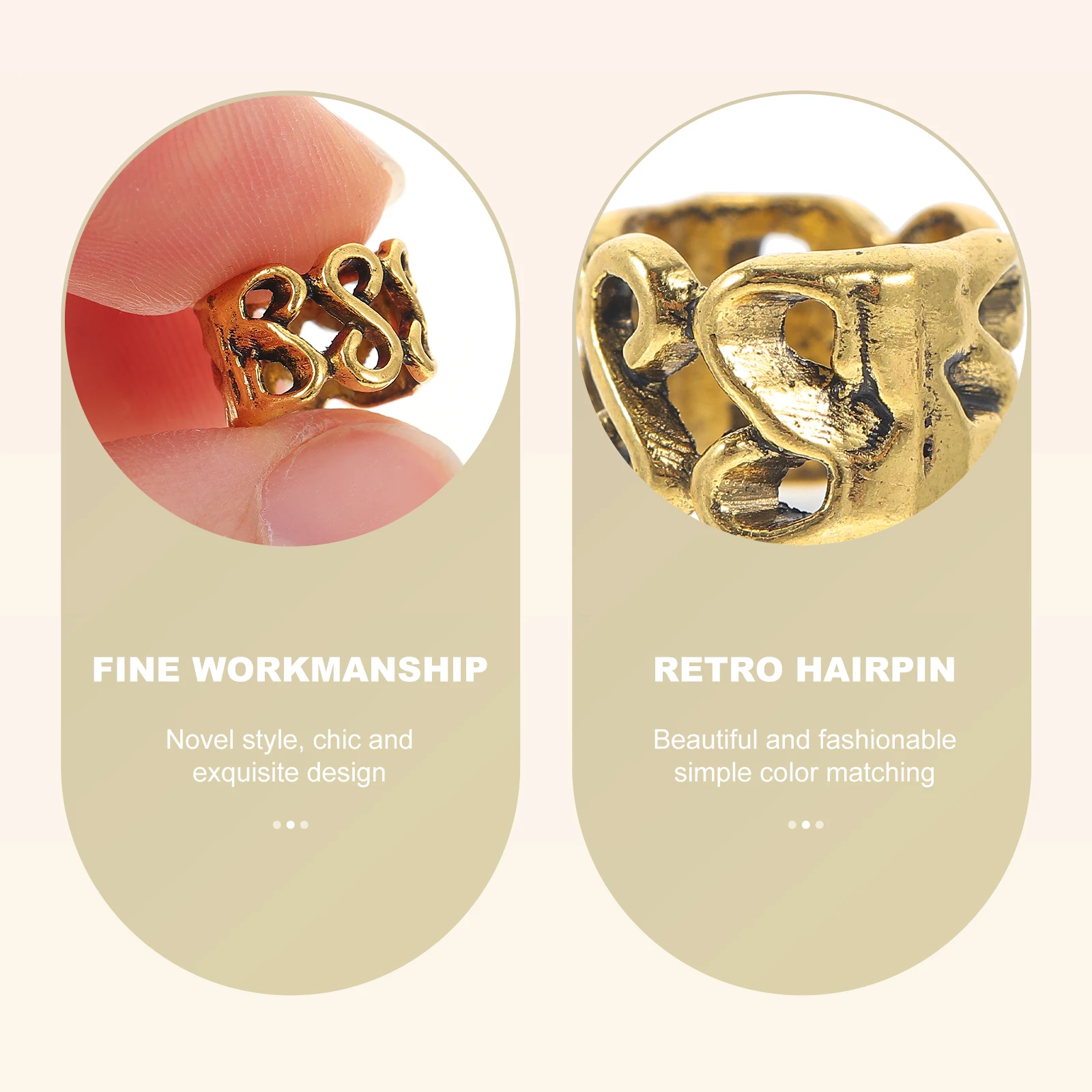 

20pcs Retro Hairpins Ethnic Spiral Hair Rings Spring Snake Accessories for Party Wedding Zinc Alloy Beads