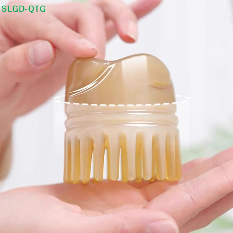 Super ! Peigne en corne de vache, peigne méridien, brosse de massage du cuir chevelu, accessoires de soin capillaire naturel pour femmes