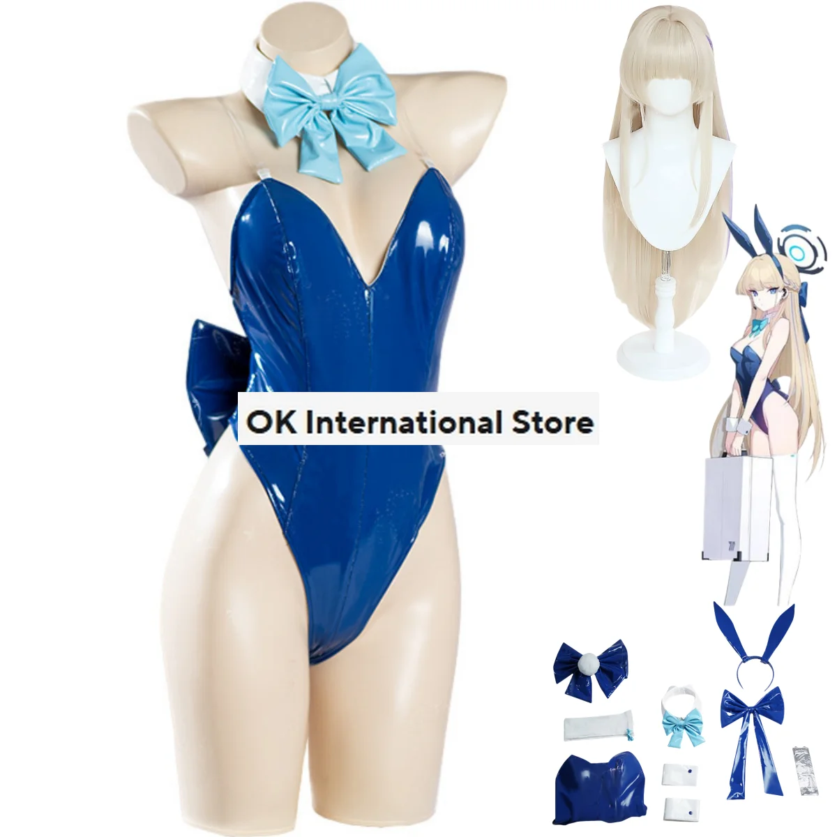 Anime Game Blue Archive Asuma Toki Cosplay Costume parrucca PU tute Costume da bagno Bunny Girl Uniform donna Sexy Lovely Carnival Suit