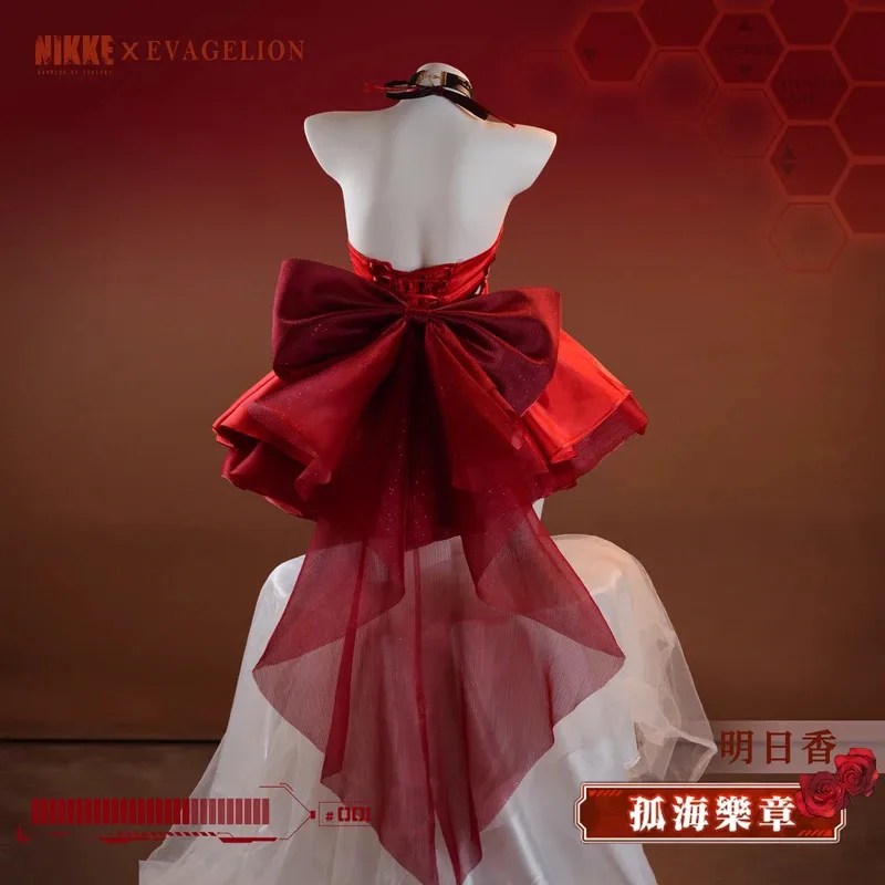 Asukaa x إلهة النصر: NIKKE أزياء تنكرية فستان سهرة أحمر أزياء الهالوين للنساء تنورة باليه بفيونكة كبيرة لطيفة #4