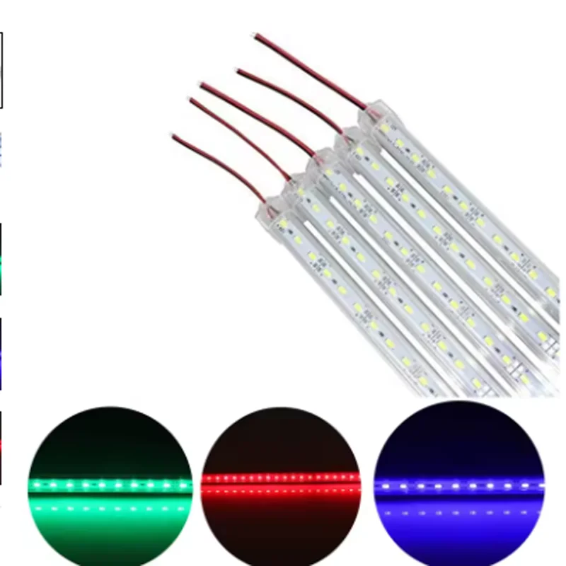 1個 LED ハードリジッドストリップバーチューブ 12v 24v 20cm 30cm 50cm 5w 8w キャビネット 車 マシン機器ライト 3000k 4000k 6000k 赤 緑